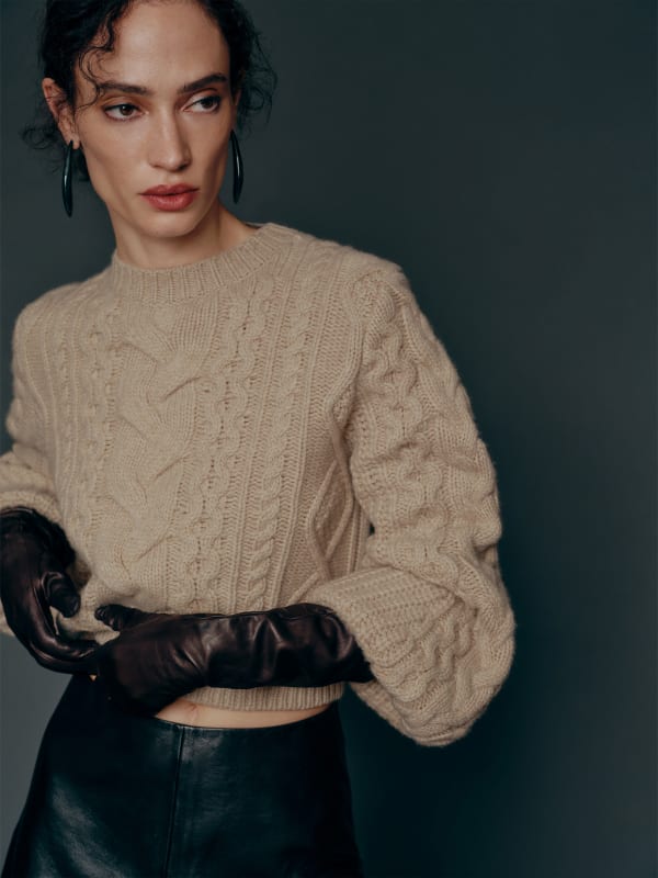 Adela Regenerative Wool Cable Sweater - Linen